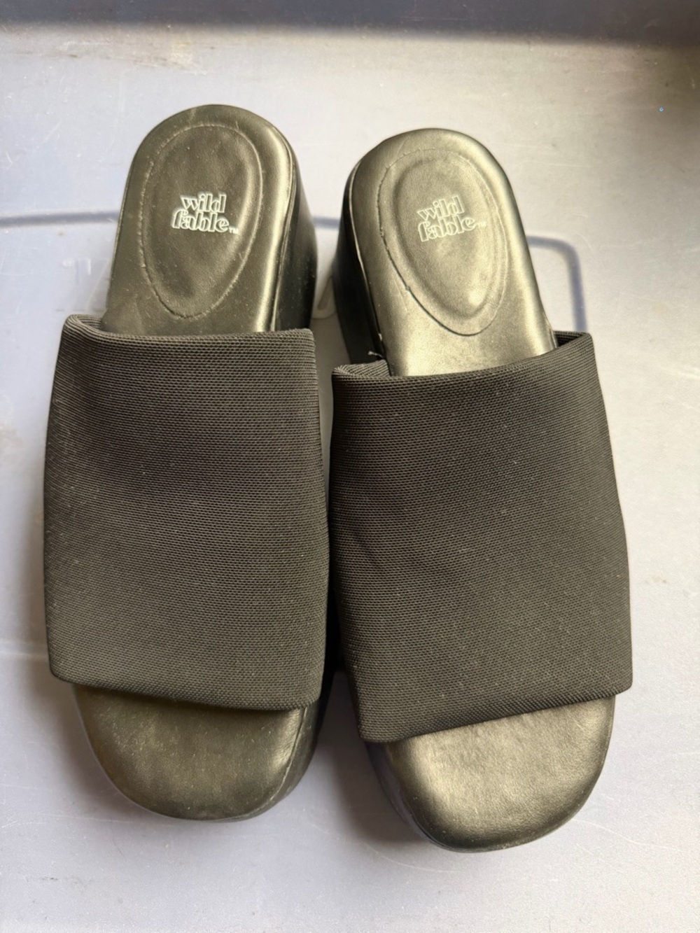 wild fable Black Wide-Band Slide Mules